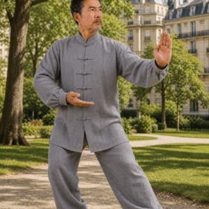 Traje tradicional tai chi y chi kung gris oscuro