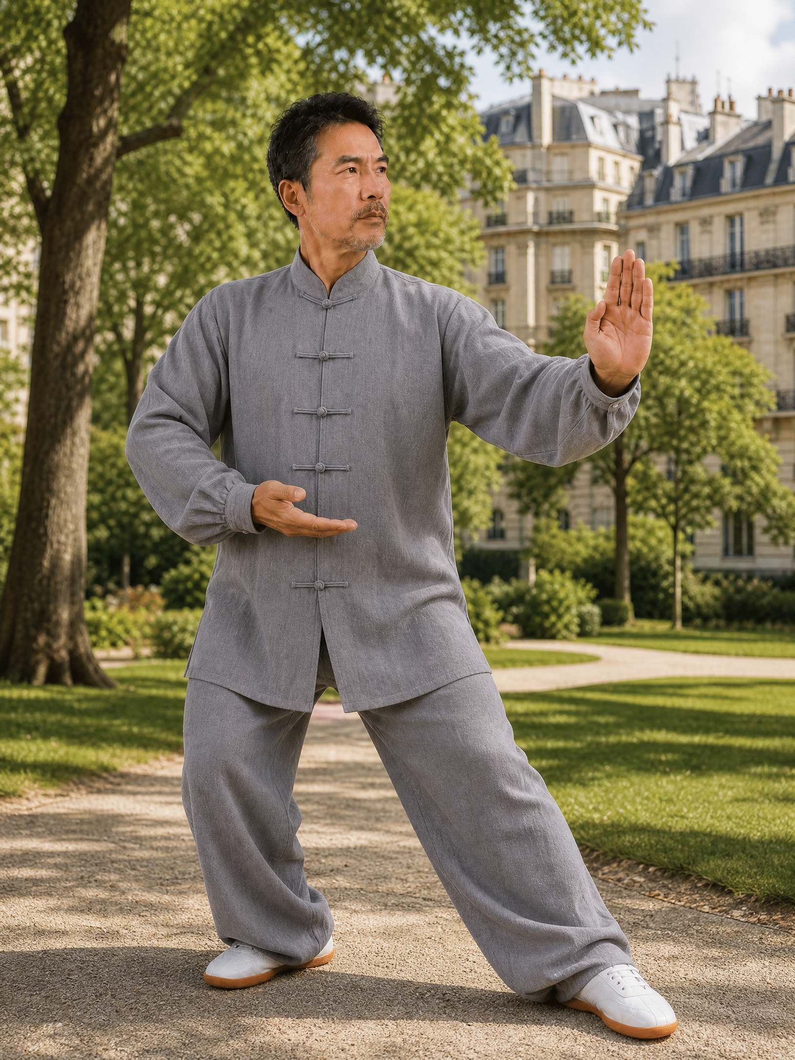 Traje tradicional tai chi y chi kung gris oscuro