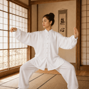 Uniforme tai chi y chi kung algodón blanco