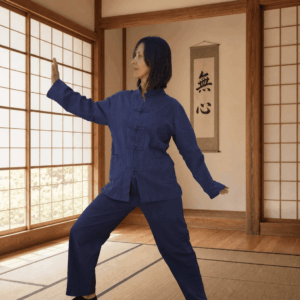 Traje tradicional tai chi chi kung azul marino