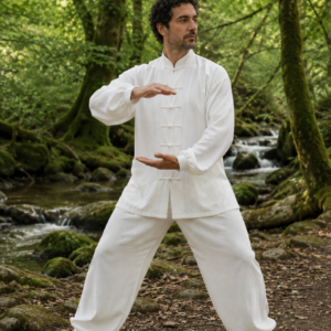 Traje Tang algodón tai chi y chi kung blanco